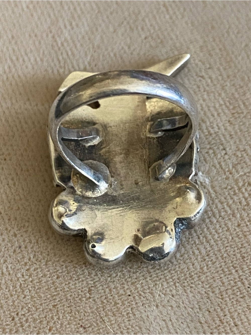 Vintage Zuni Sterling Silver Turquoise Inlay Thunderbird Ring Size 5.5 - Picture 4 of 9
